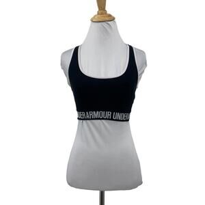 Under Armour Compression Sports Bra Womens M Medium Black Crossback Scoop Neck